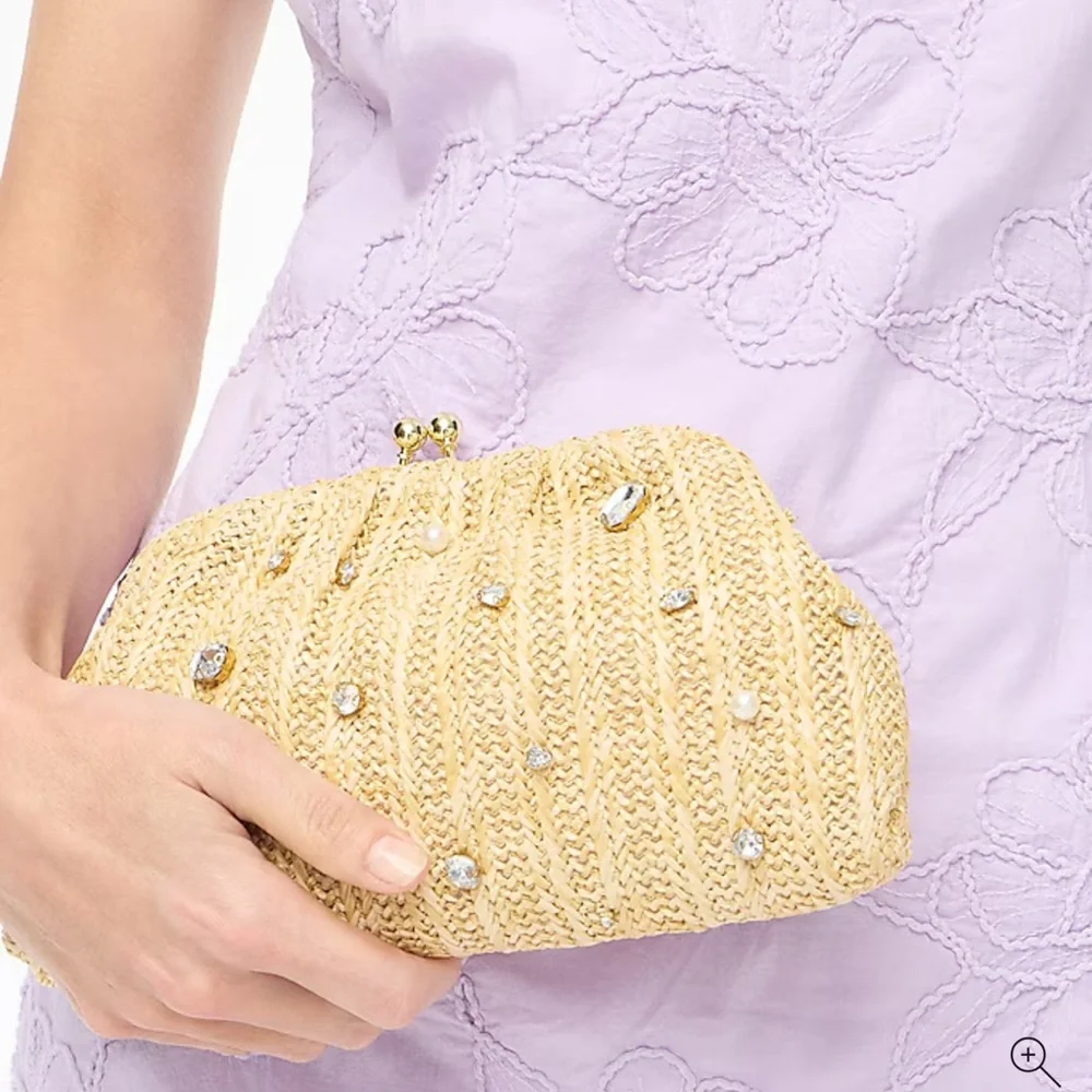 J.Crew Jeweled woven clutch